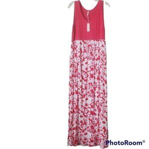 Pinkblush maternity Floral Print Maxi Dress Red & white Size XLarge Round neck